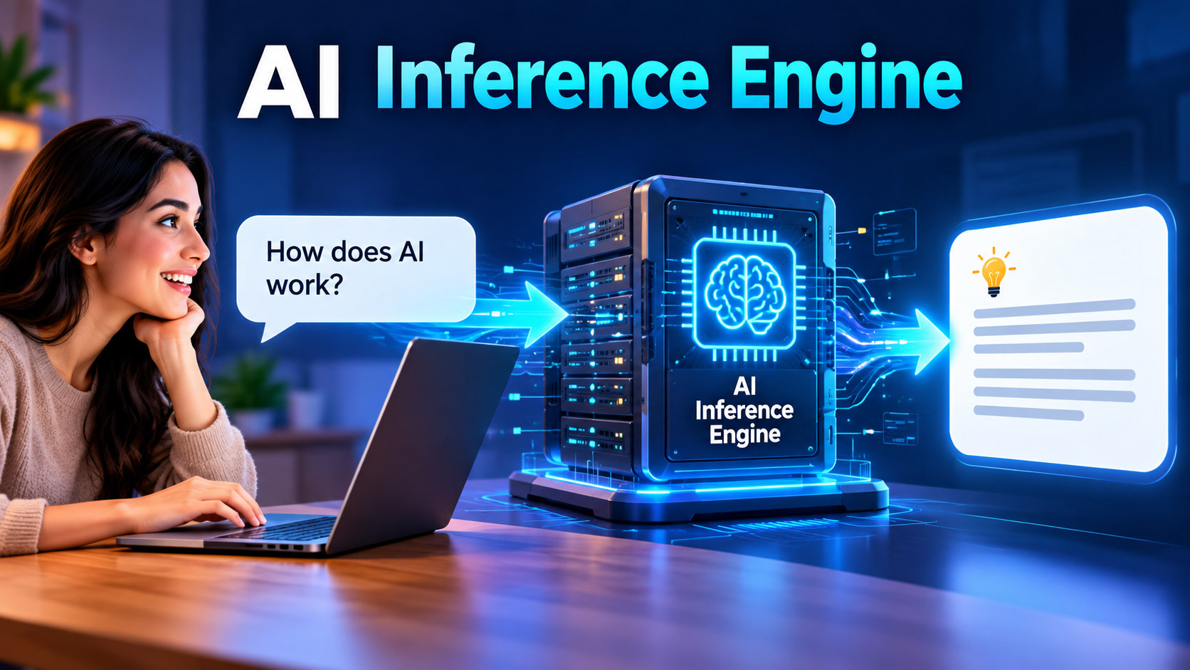 AI inference engine processing a user's question and generating an answer using artificial intelligence.